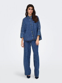 ONLY Denim Skjorte Rhinestone Grace Medium Blue Denim